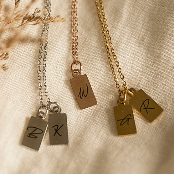 Square Initial Necklace