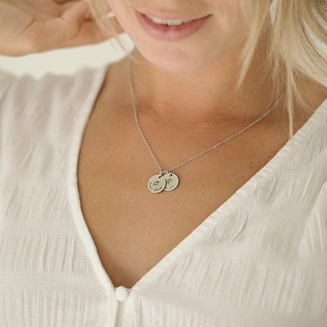 Double disc initial on sale necklace