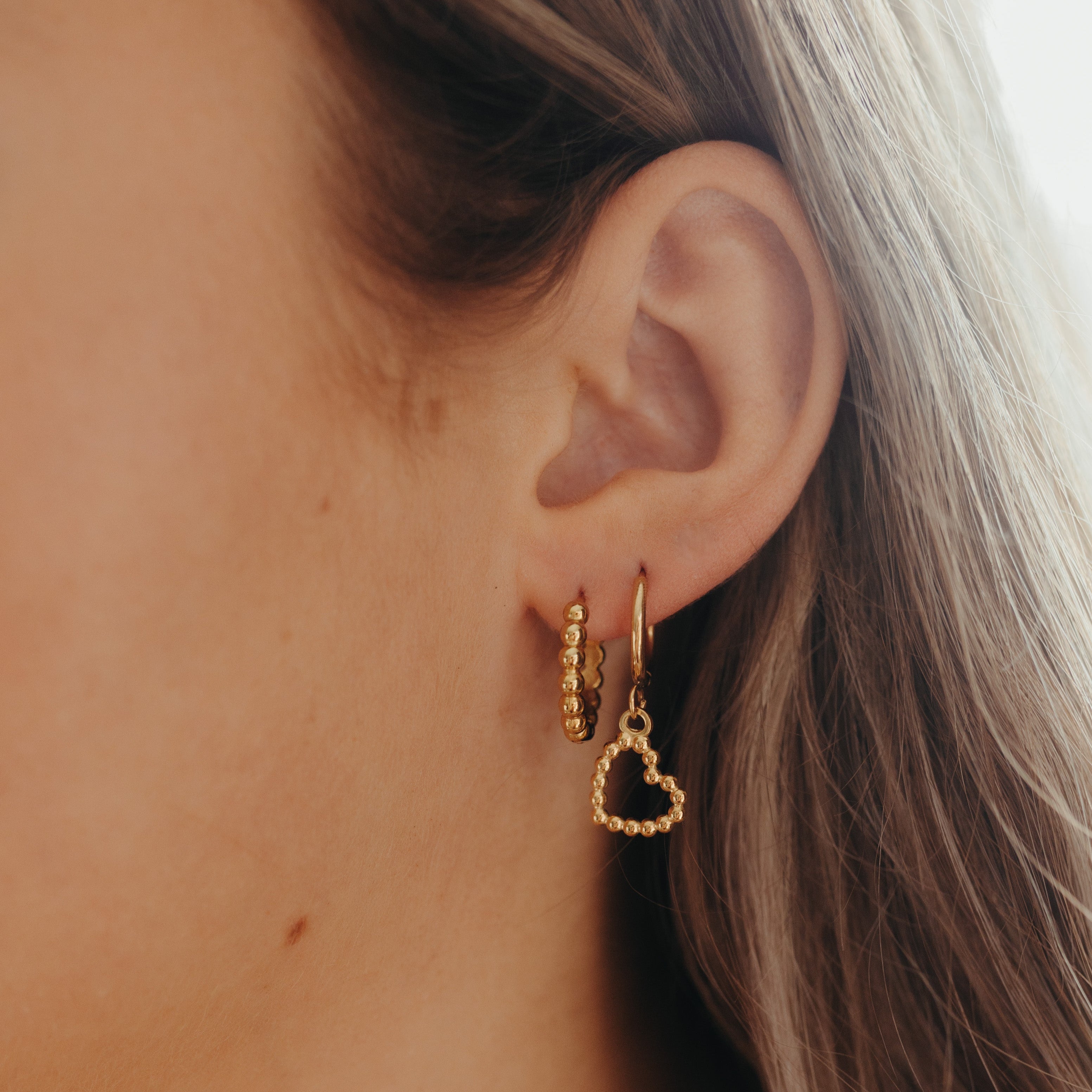 Bobble Heart Hoop Earrings