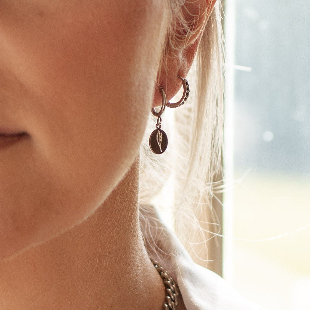 Oval Flower Hoop Earrings