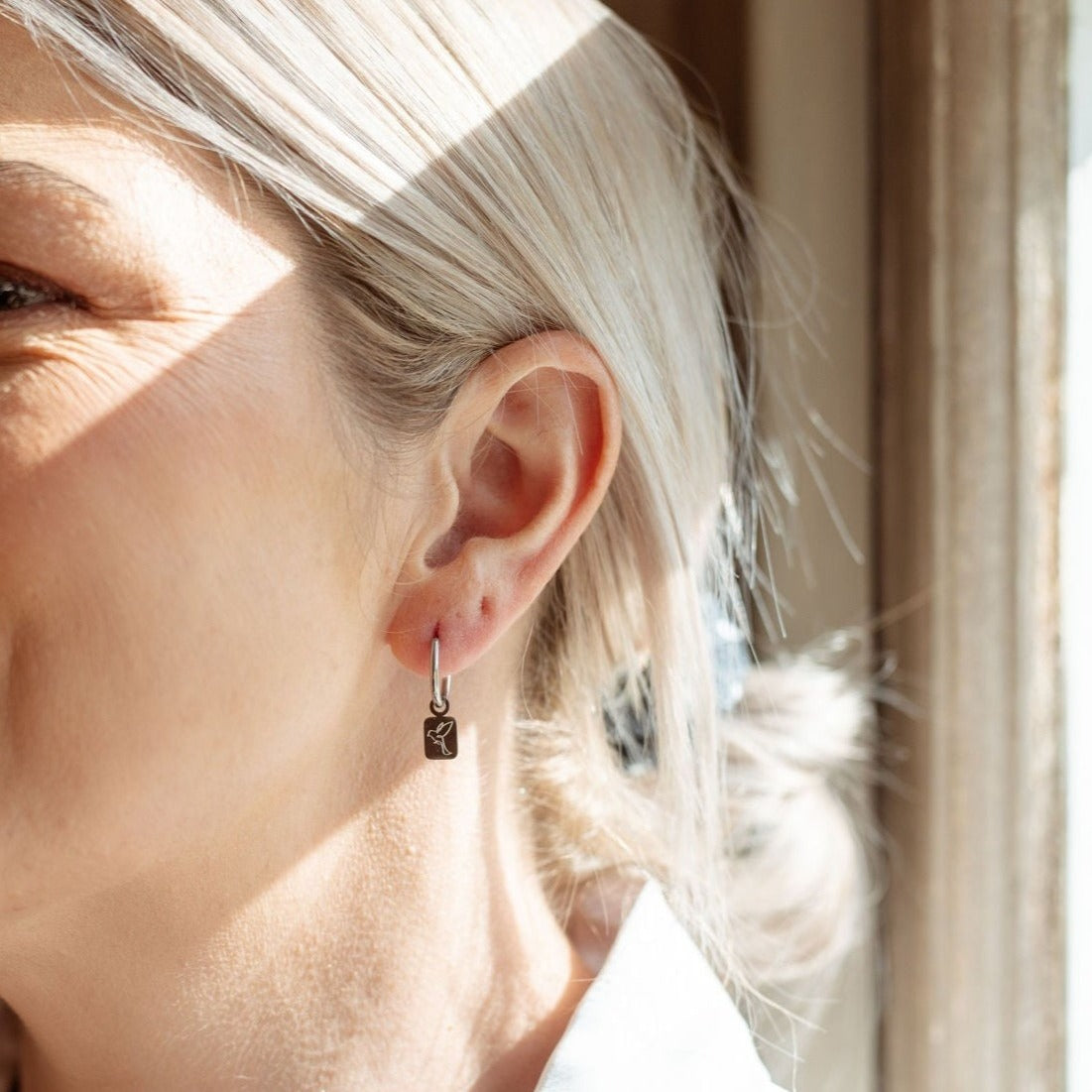 Square Bird Hoop Earrings