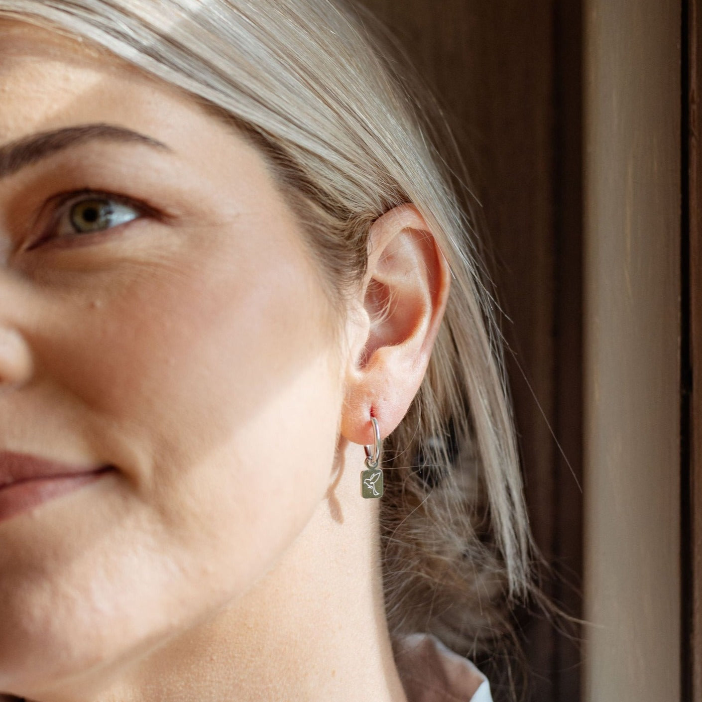 Square Bird Hoop Earrings