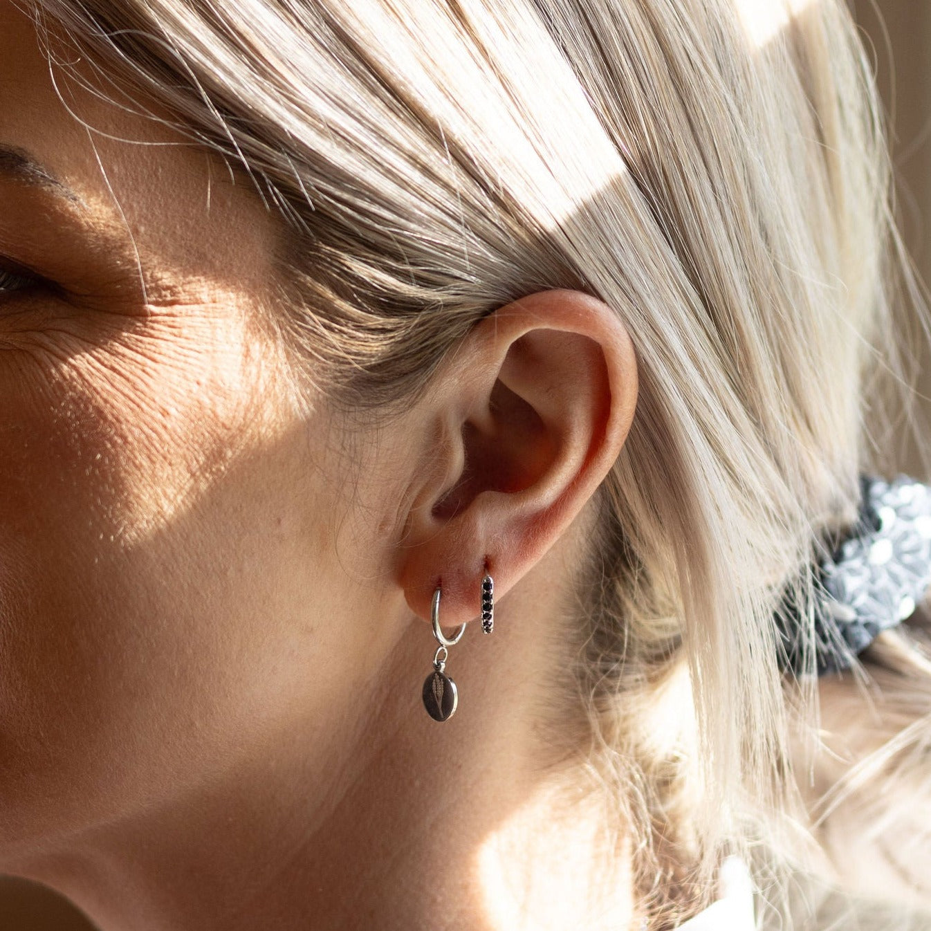 Oval Flower Hoop Earrings