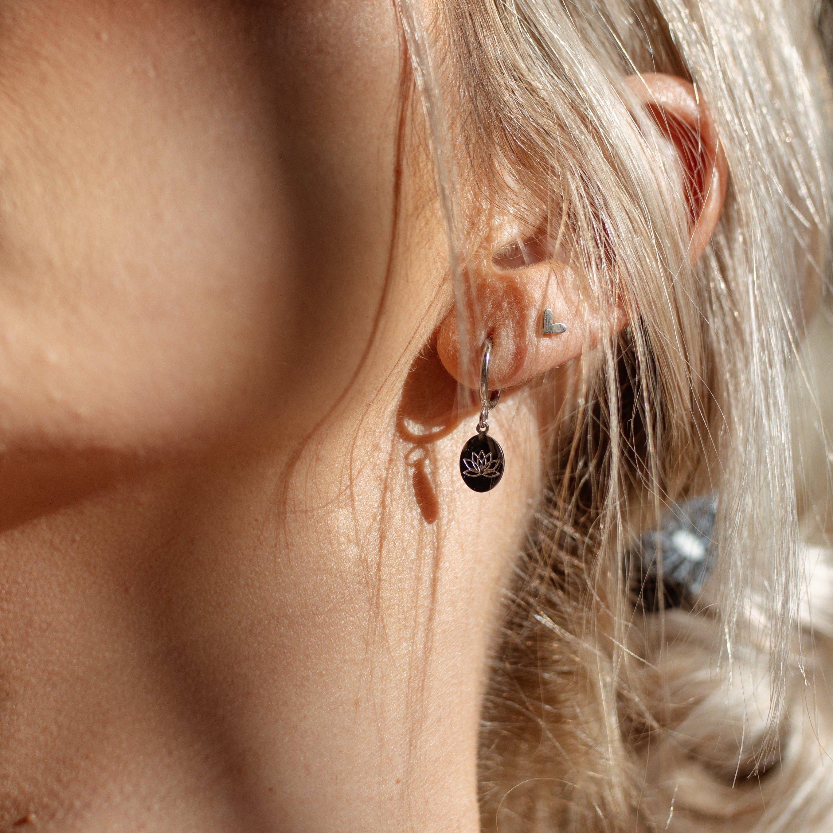 Oval Lotus Hoop Earrings