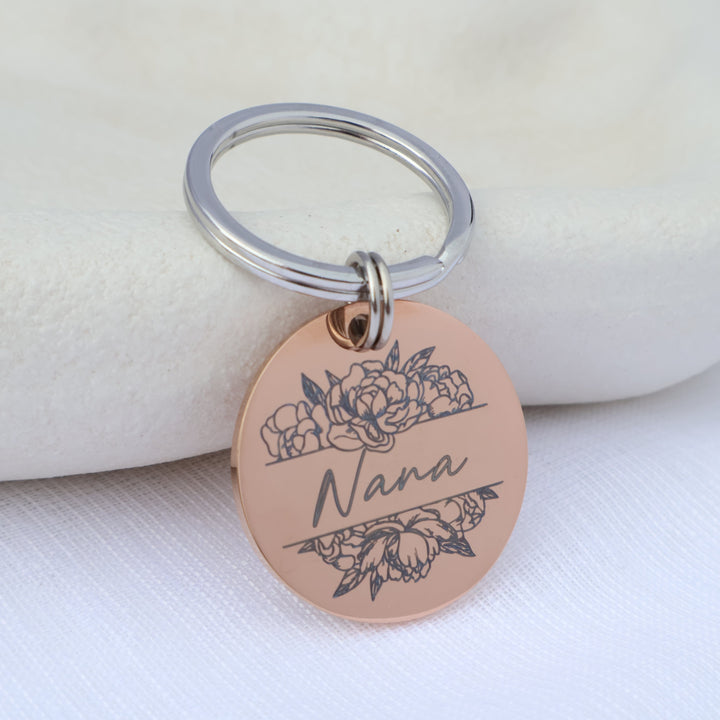 Rose Gold Floral Keyring