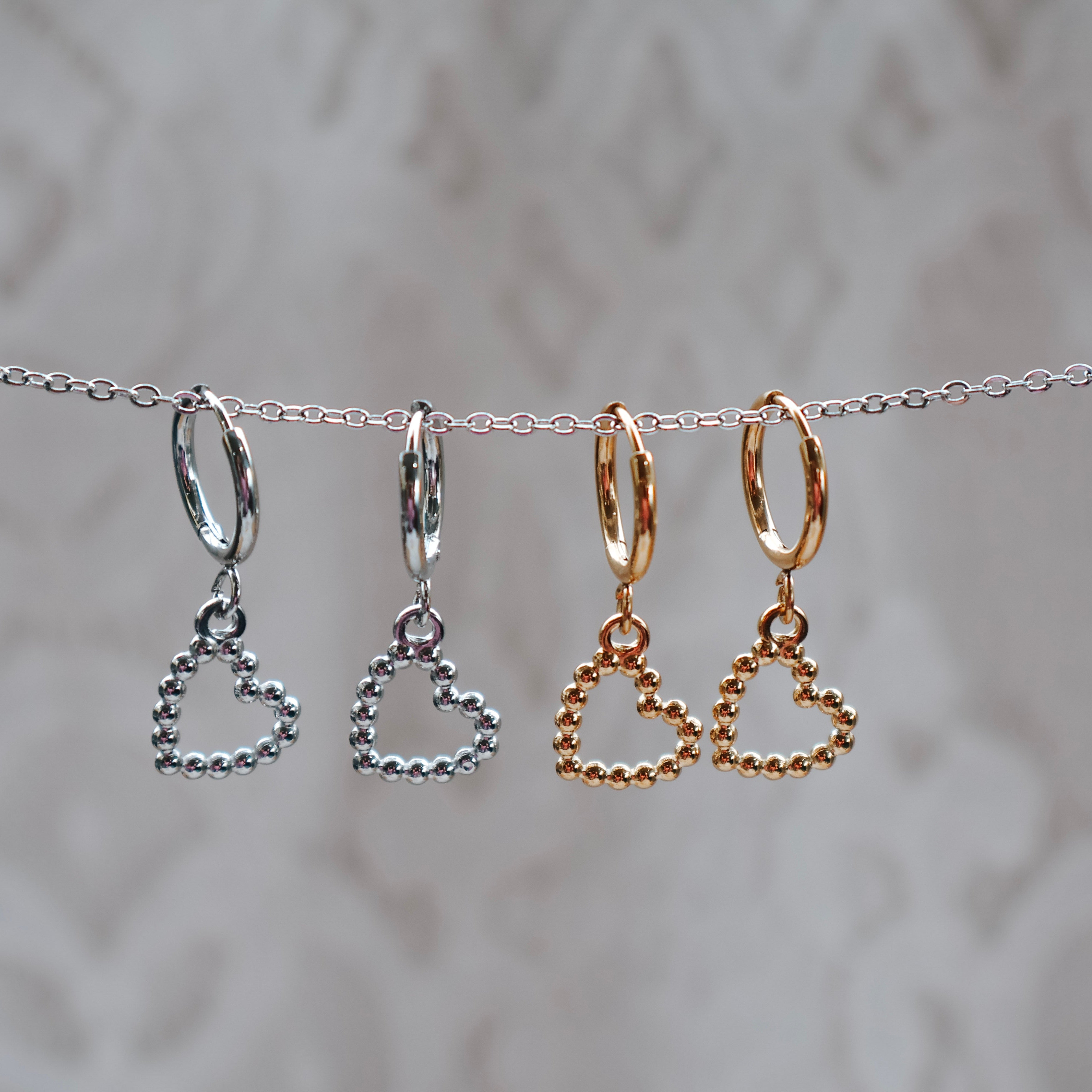 Bobble Heart Hoop Earrings