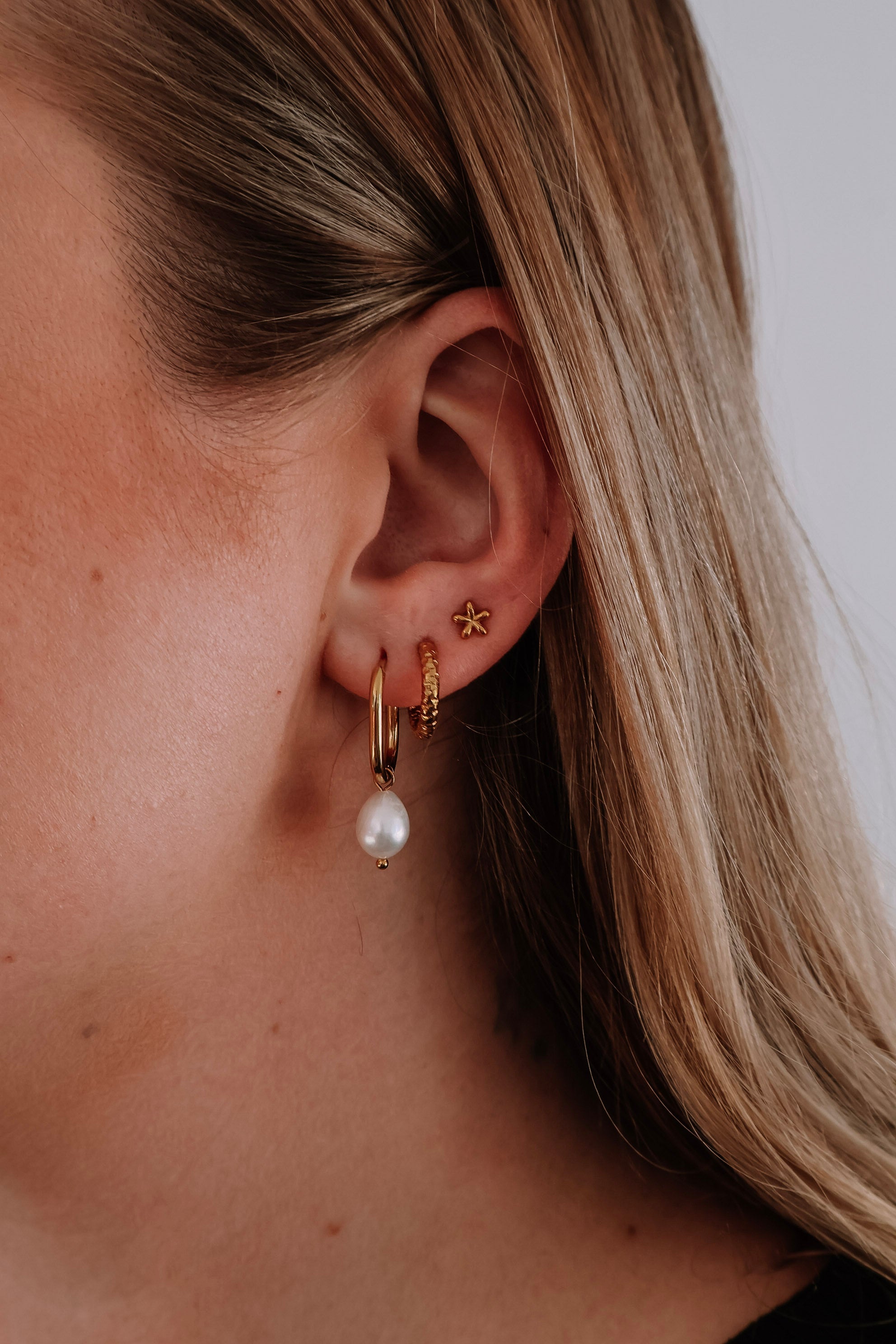 Rectangle Pearl Hoops