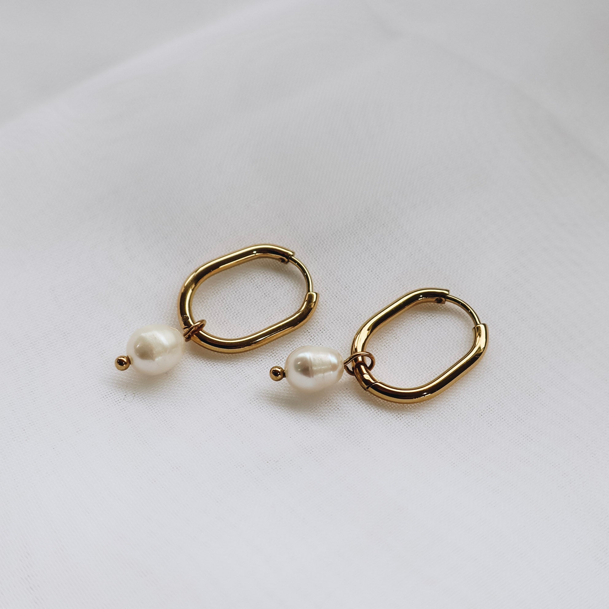 Rectangle Pearl Hoops
