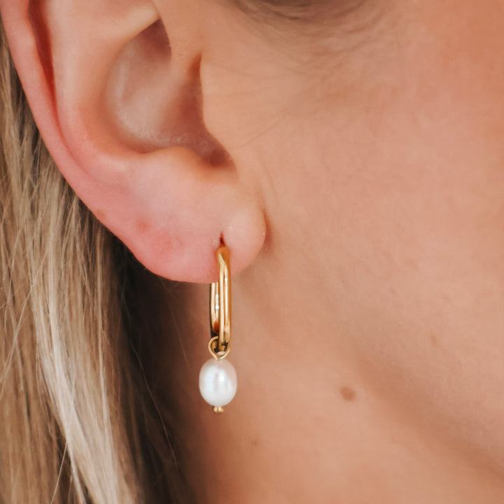 Rectangle Pearl Hoops
