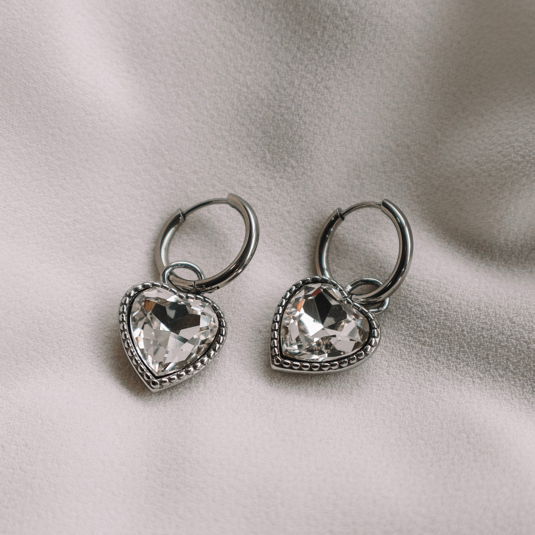 CZ Statement Heart Hoops