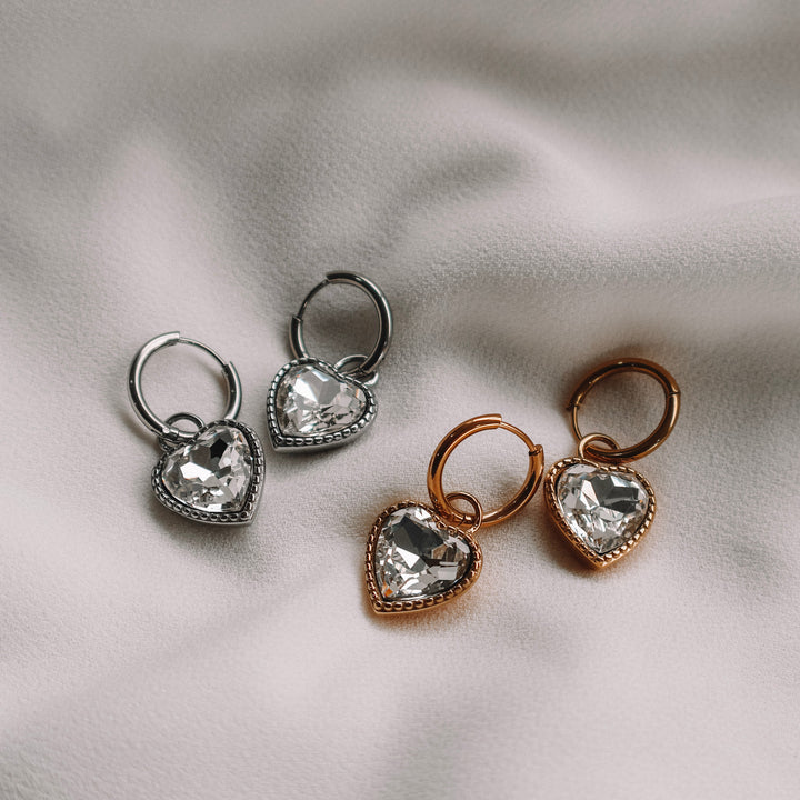 CZ Statement Heart Hoops