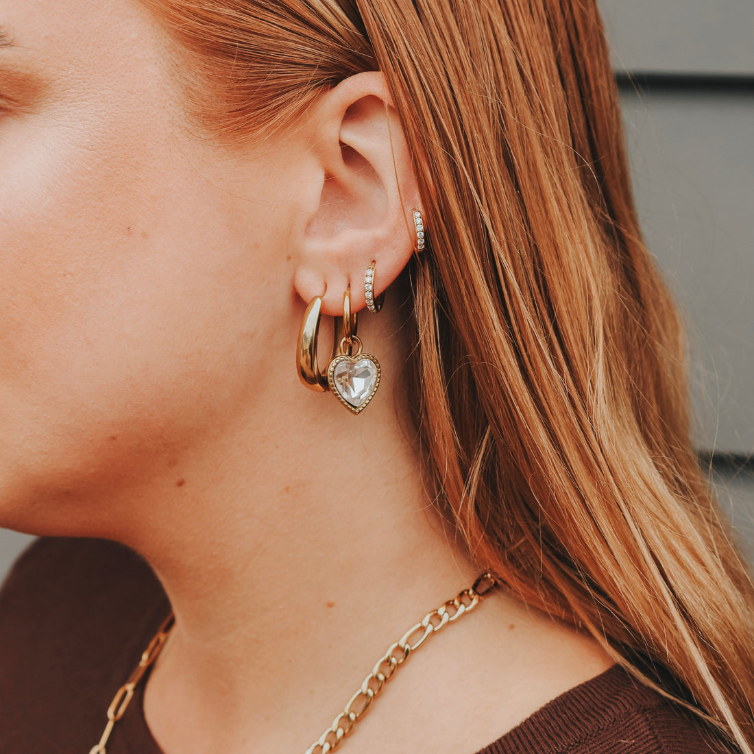 CZ Statement Heart Hoops