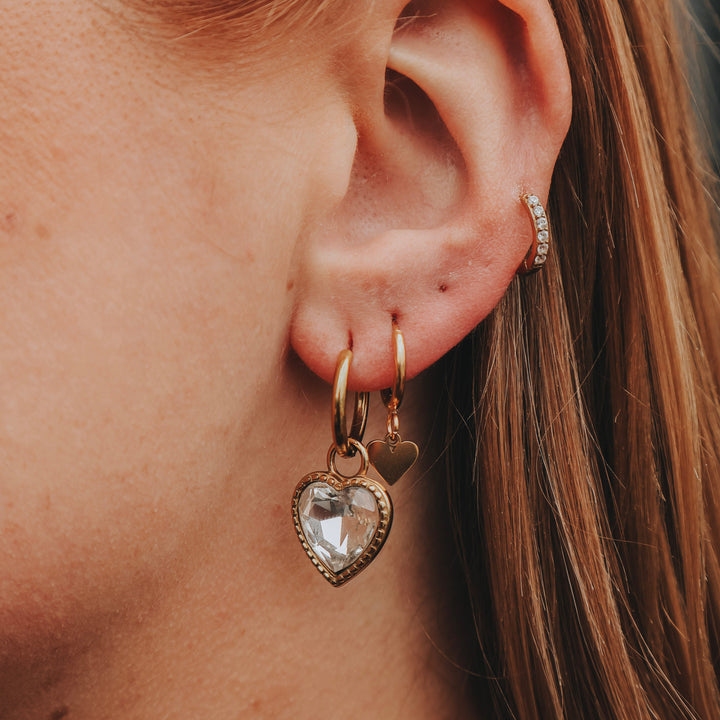 CZ Statement Heart Hoops