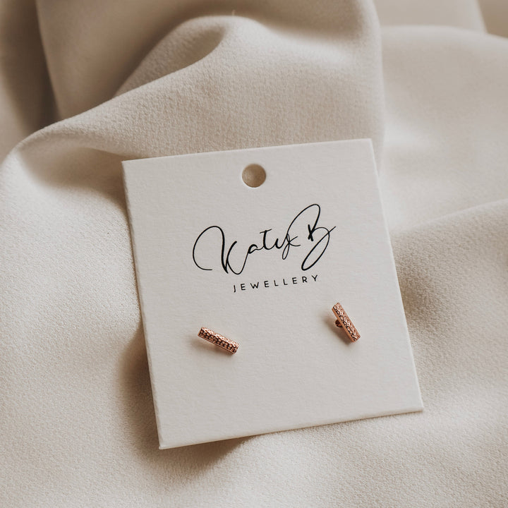 Rose Gold Bar Stud Earrings