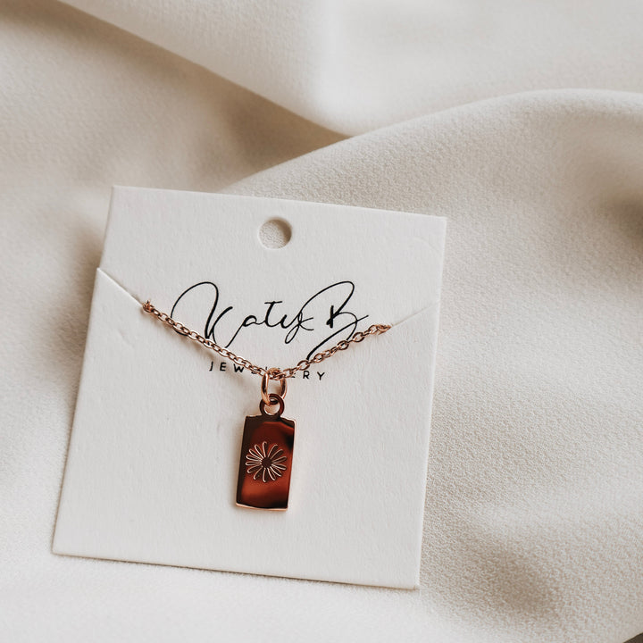 Rose Gold Etched daisy necklace