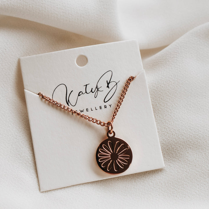 Rose Gold Circle Daisy Necklace