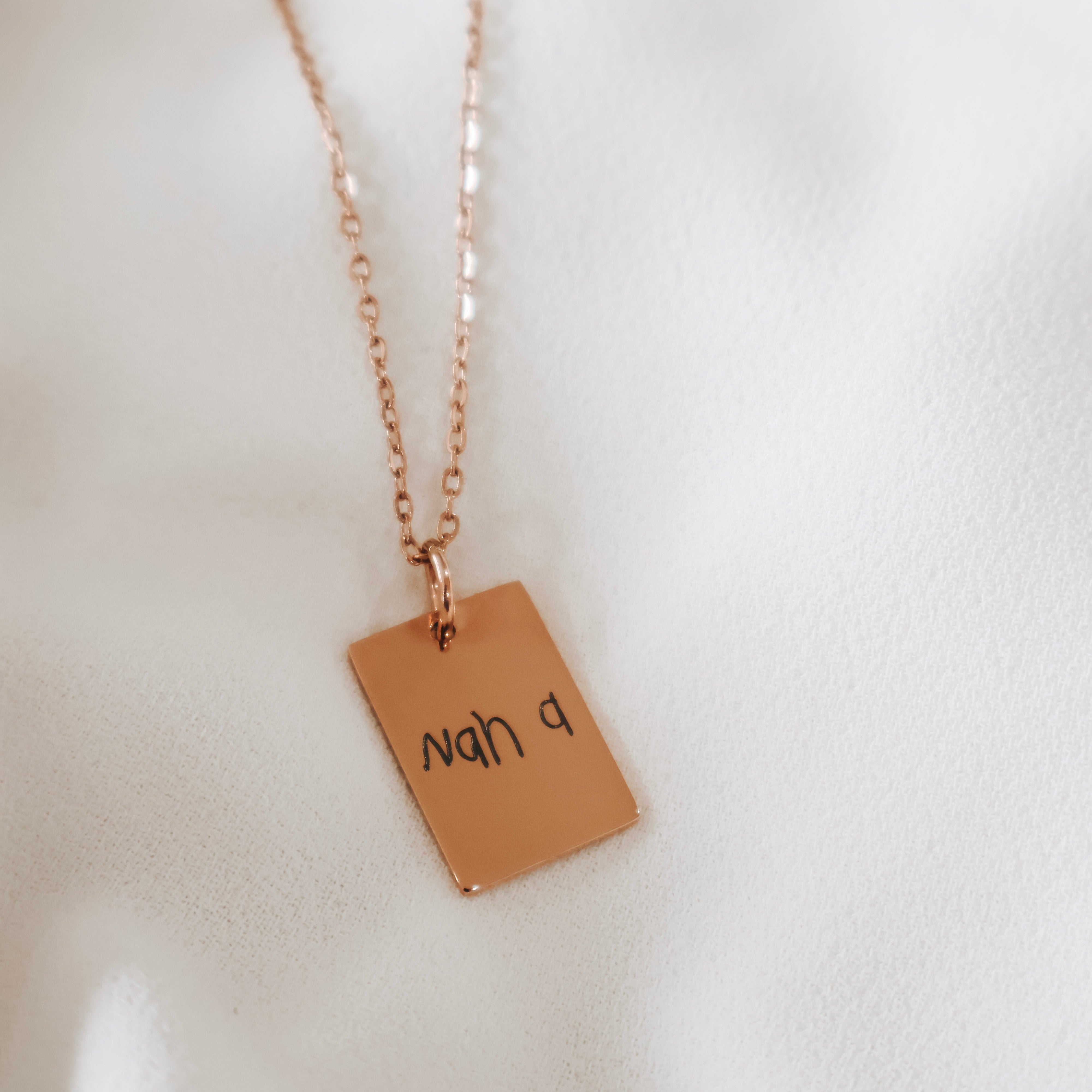 Rose Gold Real handwriting or Drawing  Pendant Necklace