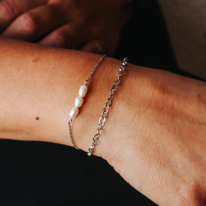 Pearl + Heart Bracelet Duo