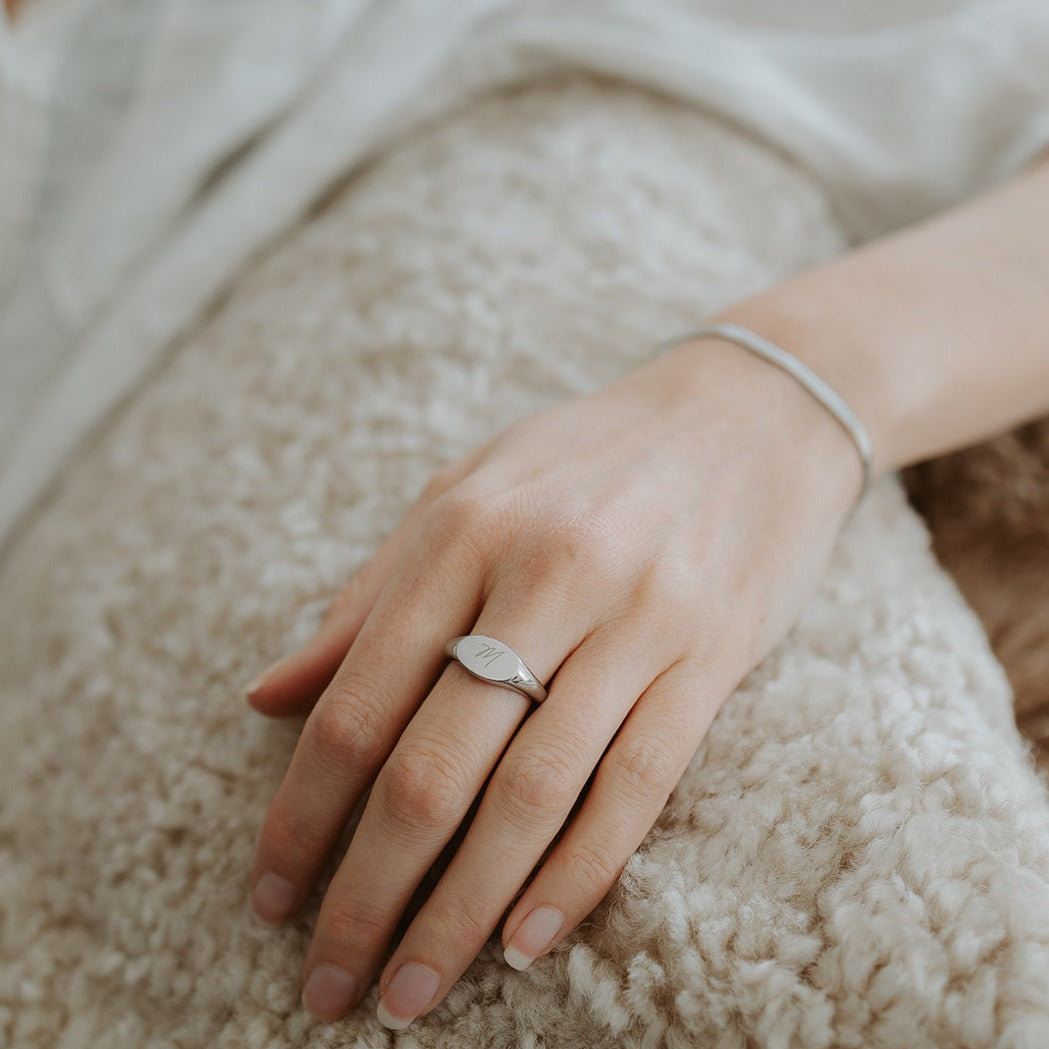 Silver Oval Signet Ring