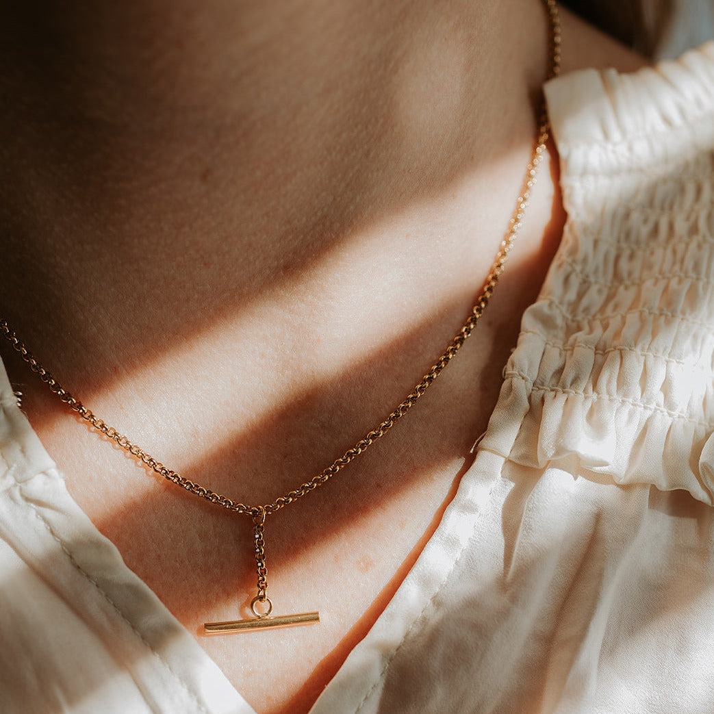 T Bar Necklace in Gold - Gold Necklace with Name by Talisa Jewelry