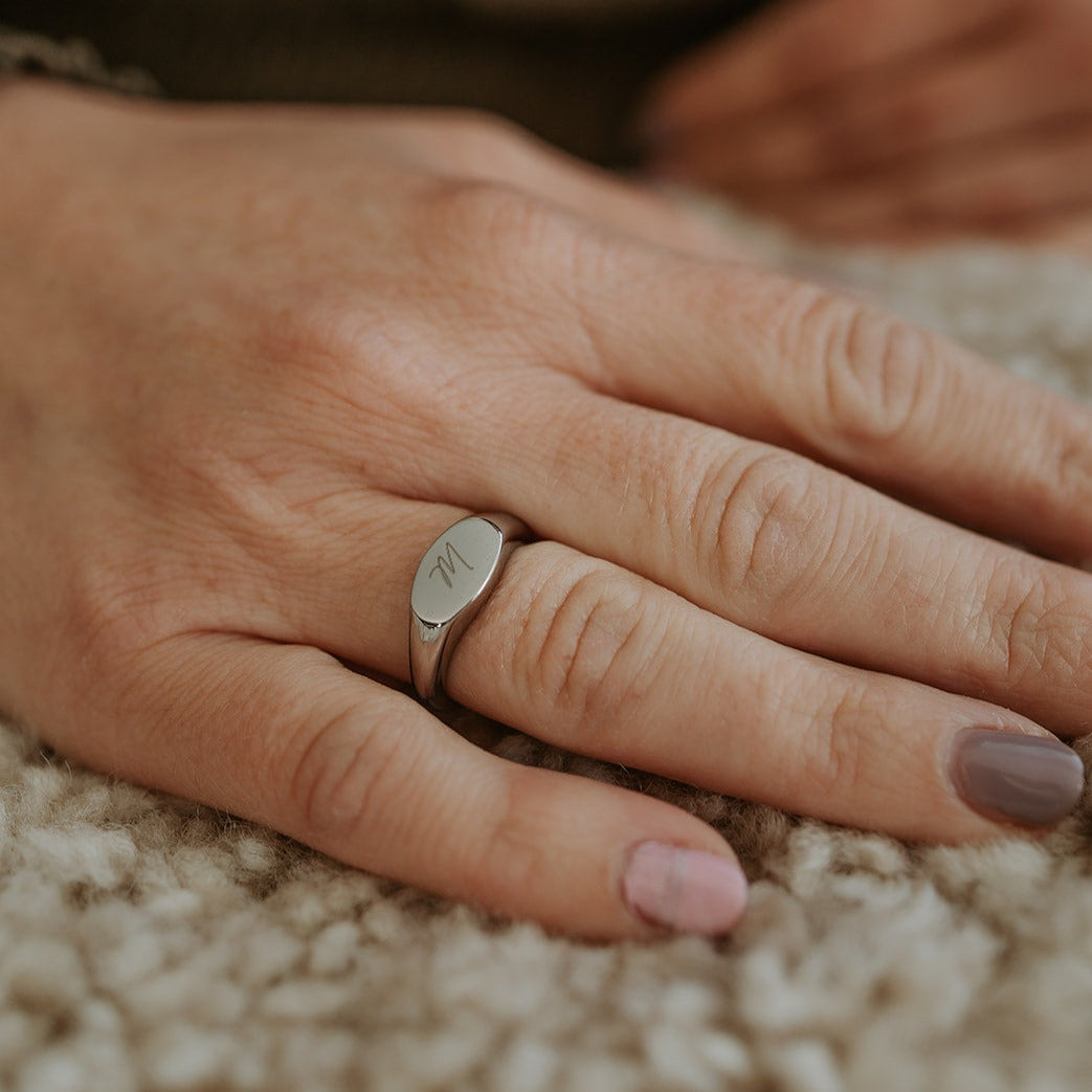 Silver Oval Signet Ring