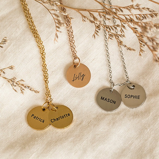 Individual Disc Engraved Name Necklace