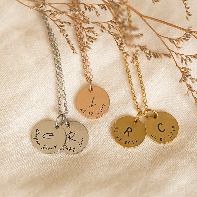 Silver Detailed Initial Necklace