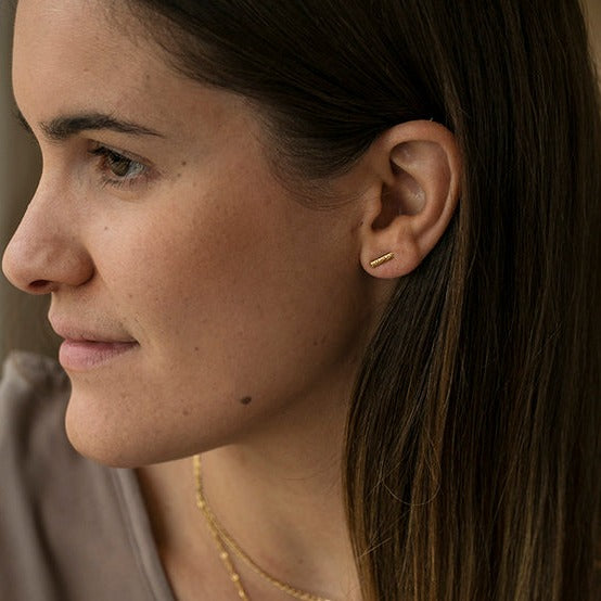 Rose Gold Bar Stud Earrings