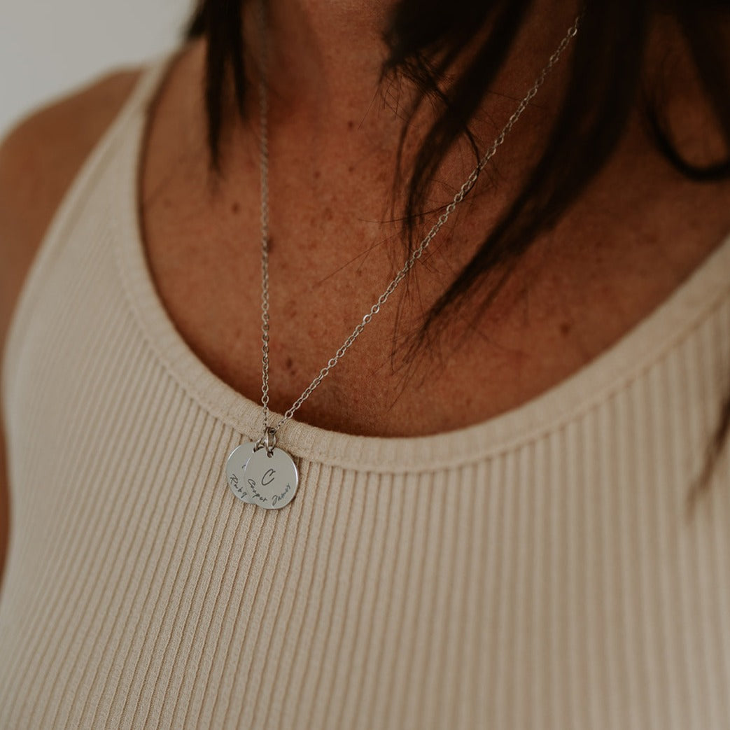 Silver Detailed Initial Necklace