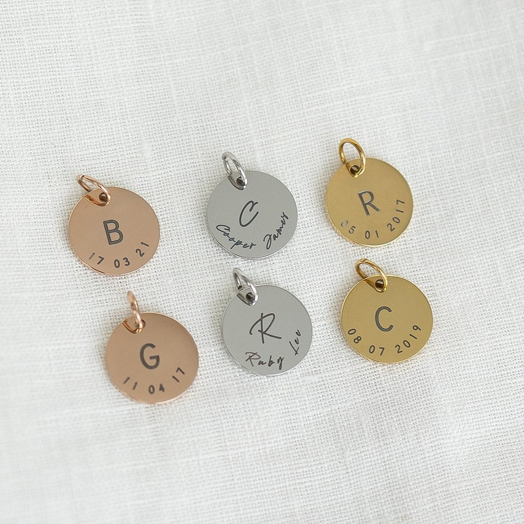 Individual Disc Detailed Initial Necklace