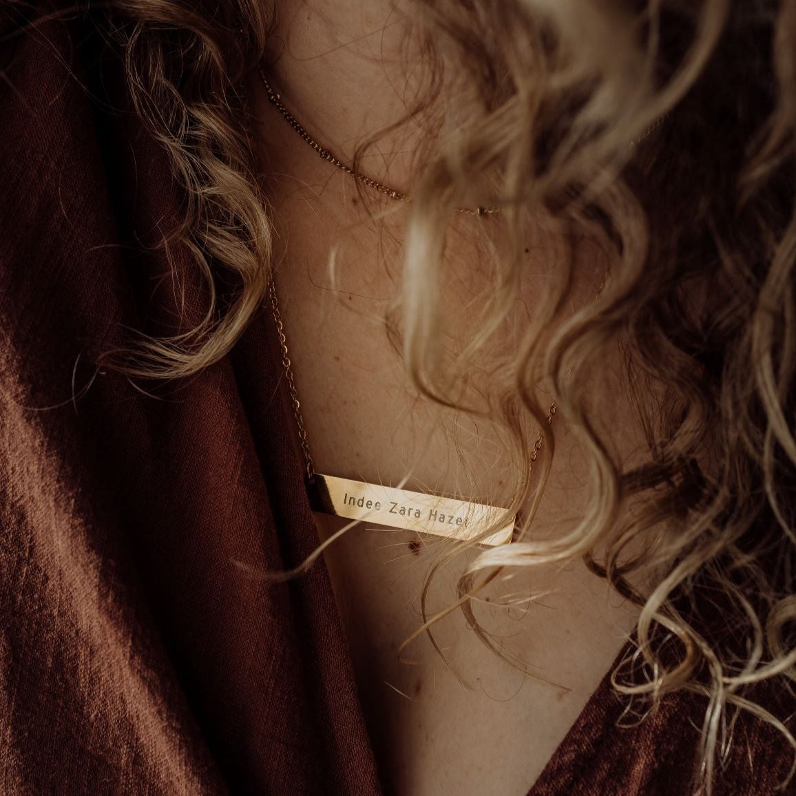 Typewriter Font Bar Necklace