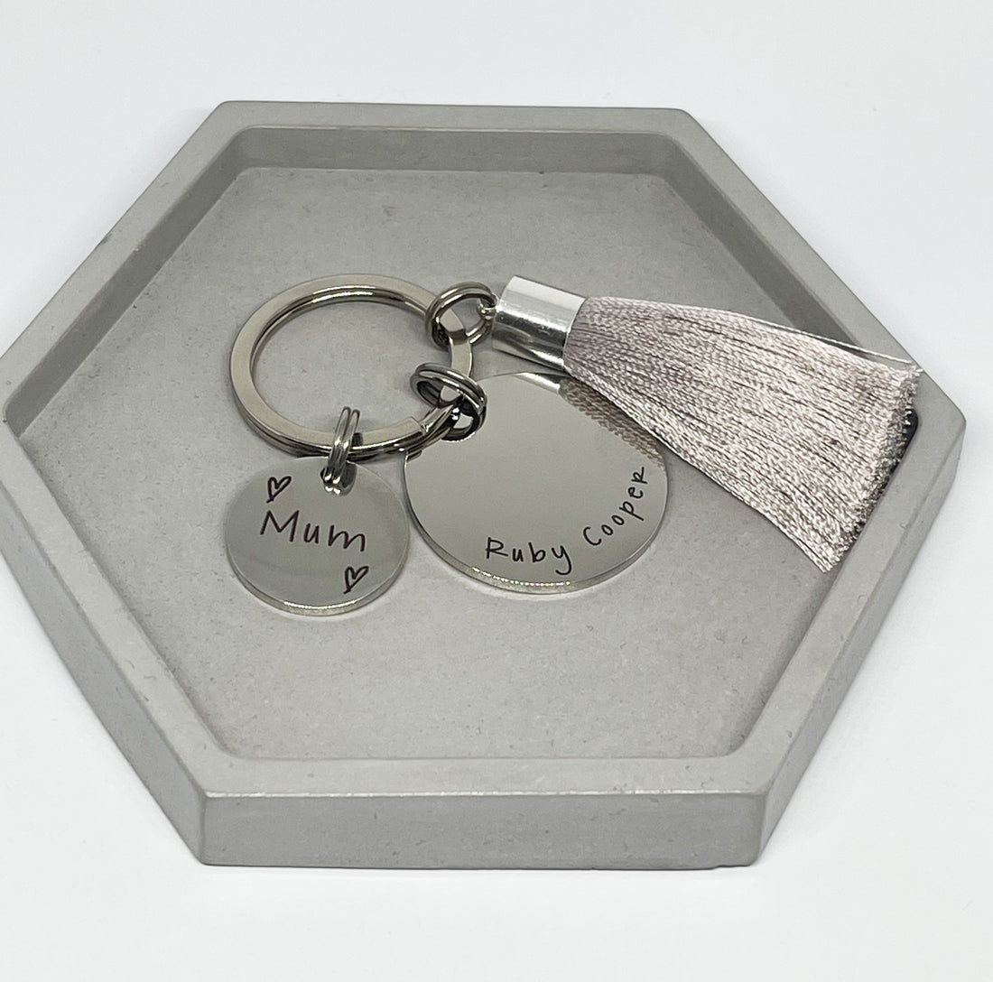 Double Disc Name Keyring