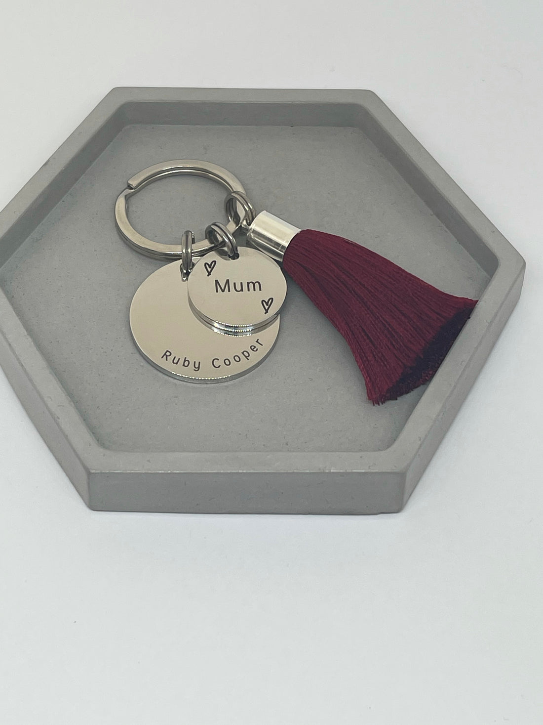 Double Disc Name Keyring